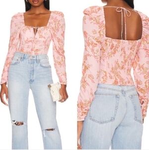Free People Pink Floral Blouse